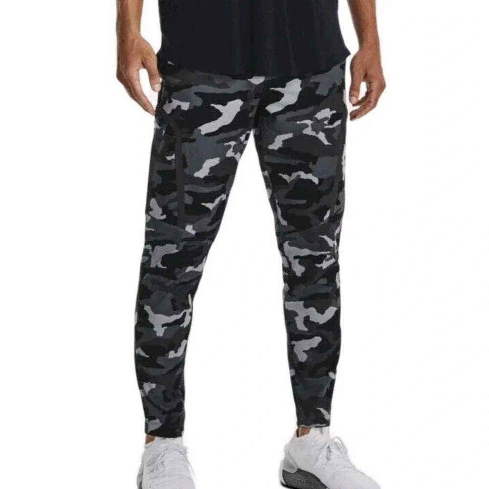 Under Armour Mens 3XL UA Elite Cargo Camo Printed Pants Gray/Black Athletic XXXL